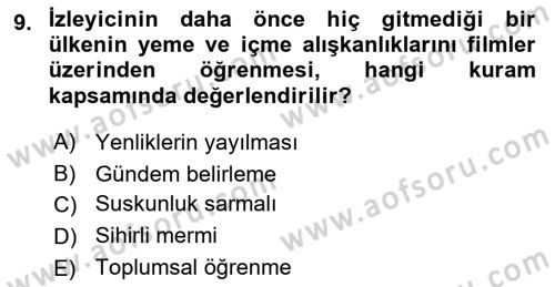Gastronomi Ve Medya Dersi 2025 - 2026 Yılı (Vize) Ara Sınav Soruları 9. Soru