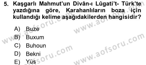 İçecek Bilgisi Dersi 2016 - 2017 Yılı 3 Ders Sınav Soruları 5. Soru