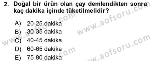 İçecek Bilgisi Dersi 2016 - 2017 Yılı (Vize) Ara Sınav Soruları 2. Soru