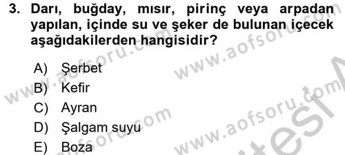 İçecek Bilgisi Dersi 2016 - 2017 Yılı (Vize) Ara Sınav Soruları 3. Soru