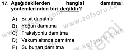 İçecek Bilgisi Dersi 2016 - 2017 Yılı (Final) Dönem Sonu Sınav Soruları 17. Soru