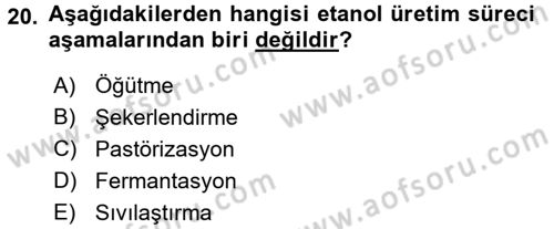 İçecek Bilgisi Dersi 2016 - 2017 Yılı (Final) Dönem Sonu Sınav Soruları 20. Soru