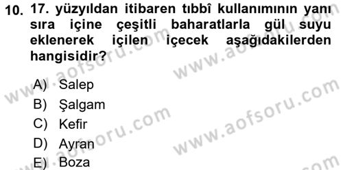 İçecek Bilgisi Dersi 2017 - 2018 Yılı 3 Ders Sınav Soruları 10. Soru