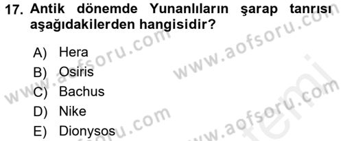 İçecek Bilgisi Dersi 2017 - 2018 Yılı 3 Ders Sınav Soruları 17. Soru