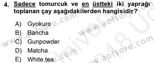 İçecek Bilgisi Dersi 2017 - 2018 Yılı 3 Ders Sınav Soruları 4. Soru