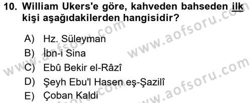 İçecek Bilgisi Dersi Ara Sınavı Deneme Sınav Soruları 10. Soru