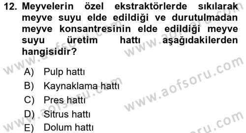 İçecek Bilgisi Dersi Ara Sınavı Deneme Sınav Soruları 12. Soru