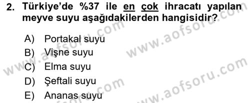 İçecek Bilgisi Dersi Ara Sınavı Deneme Sınav Soruları 2. Soru