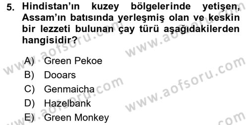 İçecek Bilgisi Dersi Ara Sınavı Deneme Sınav Soruları 5. Soru