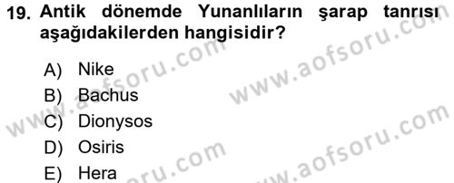 İçecek Bilgisi Dersi 2017 - 2018 Yılı (Final) Dönem Sonu Sınav Soruları 19. Soru