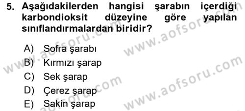 İçecek Bilgisi Dersi 2017 - 2018 Yılı (Final) Dönem Sonu Sınav Soruları 5. Soru
