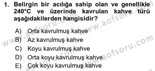 İçecek Bilgisi Dersi 2018 - 2019 Yılı (Vize) Ara Sınav Soruları 1. Soru
