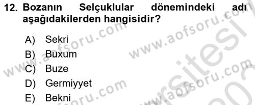 İçecek Bilgisi Dersi 2020 - 2021 Yılı Yaz Okulu Sınav Soruları 12. Soru