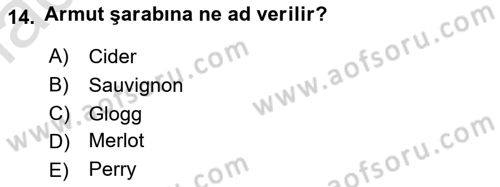 İçecek Bilgisi Dersi 2020 - 2021 Yılı Yaz Okulu Sınav Soruları 14. Soru
