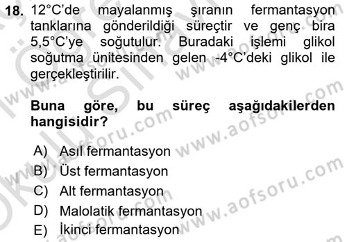 İçecek Bilgisi Dersi 2020 - 2021 Yılı Yaz Okulu Sınav Soruları 18. Soru