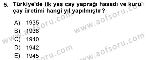 İçecek Bilgisi Dersi 2020 - 2021 Yılı Yaz Okulu Sınav Soruları 5. Soru