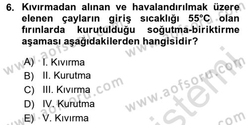 İçecek Bilgisi Dersi 2020 - 2021 Yılı Yaz Okulu Sınav Soruları 6. Soru