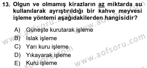 İçecek Bilgisi Dersi 2021 - 2022 Yılı (Vize) Ara Sınav Soruları 13. Soru