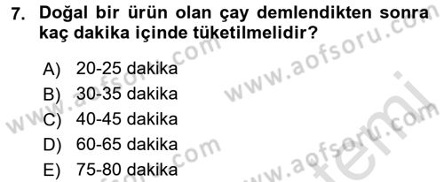 İçecek Bilgisi Dersi 2021 - 2022 Yılı (Vize) Ara Sınav Soruları 7. Soru