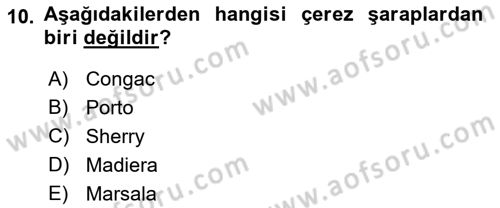 İçecek Bilgisi Dersi 2021 - 2022 Yılı (Final) Dönem Sonu Sınav Soruları 10. Soru