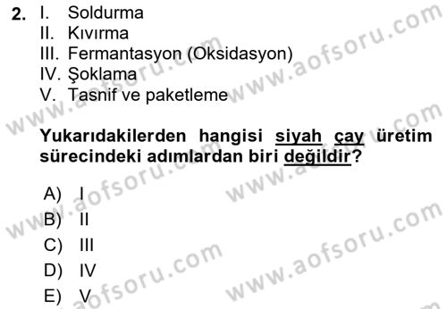 İçecek Bilgisi Dersi 2021 - 2022 Yılı (Final) Dönem Sonu Sınav Soruları 2. Soru