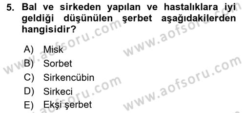 İçecek Bilgisi Dersi 2021 - 2022 Yılı (Final) Dönem Sonu Sınav Soruları 5. Soru