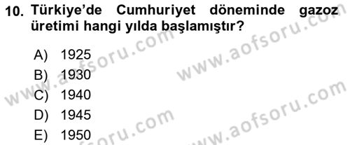 İçecek Bilgisi Dersi 2021 - 2022 Yılı Yaz Okulu Sınav Soruları 10. Soru