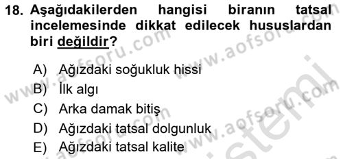 İçecek Bilgisi Dersi 2021 - 2022 Yılı Yaz Okulu Sınav Soruları 18. Soru