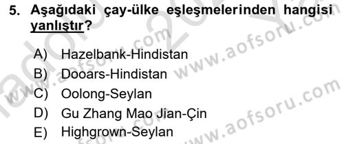 İçecek Bilgisi Dersi 2021 - 2022 Yılı Yaz Okulu Sınav Soruları 5. Soru