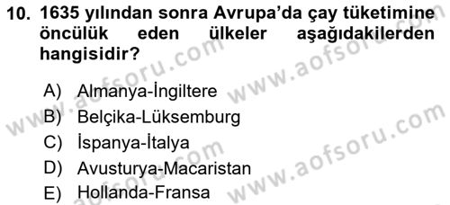 İçecek Bilgisi Dersi 2022 - 2023 Yılı (Vize) Ara Sınav Soruları 10. Soru