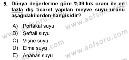 İçecek Bilgisi Dersi 2022 - 2023 Yılı (Vize) Ara Sınav Soruları 5. Soru