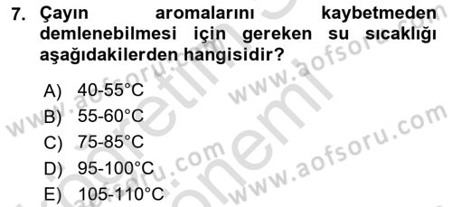 İçecek Bilgisi Dersi 2022 - 2023 Yılı (Vize) Ara Sınav Soruları 7. Soru