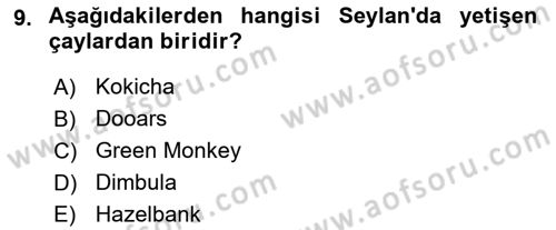 İçecek Bilgisi Dersi 2022 - 2023 Yılı (Vize) Ara Sınav Soruları 9. Soru