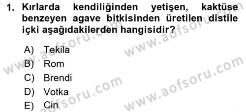 İçecek Bilgisi Dersi 2022 - 2023 Yılı (Final) Dönem Sonu Sınav Soruları 1. Soru