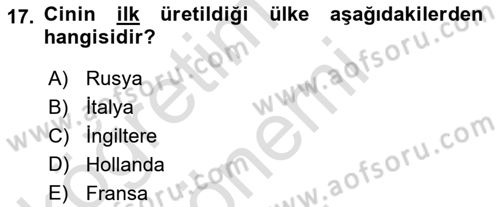 İçecek Bilgisi Dersi 2022 - 2023 Yılı (Final) Dönem Sonu Sınav Soruları 17. Soru