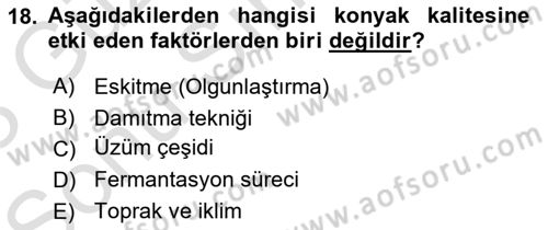 İçecek Bilgisi Dersi 2022 - 2023 Yılı (Final) Dönem Sonu Sınav Soruları 18. Soru
