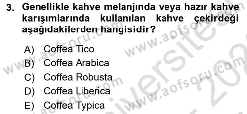İçecek Bilgisi Dersi 2022 - 2023 Yılı (Final) Dönem Sonu Sınav Soruları 3. Soru