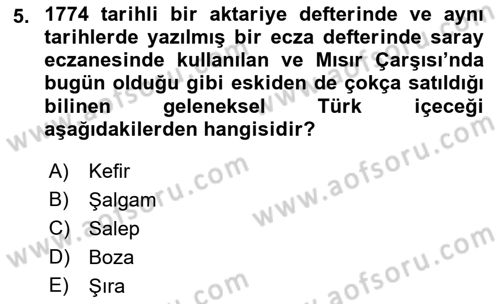 İçecek Bilgisi Dersi 2022 - 2023 Yılı (Final) Dönem Sonu Sınav Soruları 5. Soru