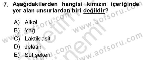 İçecek Bilgisi Dersi 2022 - 2023 Yılı (Final) Dönem Sonu Sınav Soruları 7. Soru