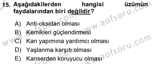 İçecek Bilgisi Dersi 2022 - 2023 Yılı Yaz Okulu Sınav Soruları 15. Soru