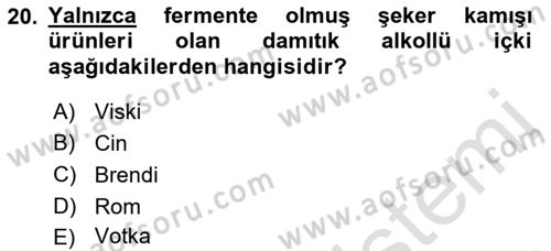 İçecek Bilgisi Dersi 2022 - 2023 Yılı Yaz Okulu Sınav Soruları 20. Soru