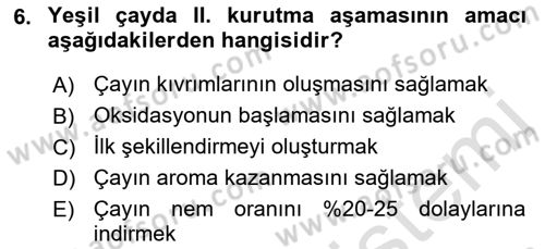 İçecek Bilgisi Dersi 2023 - 2024 Yılı (Vize) Ara Sınav Soruları 6. Soru