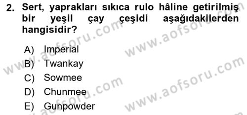 İçecek Bilgisi Dersi 2023 - 2024 Yılı (Final) Dönem Sonu Sınav Soruları 2. Soru