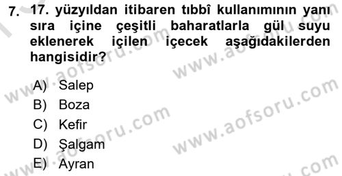 İçecek Bilgisi Dersi 2023 - 2024 Yılı (Final) Dönem Sonu Sınav Soruları 7. Soru