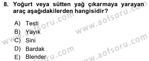İçecek Bilgisi Dersi 2023 - 2024 Yılı (Final) Dönem Sonu Sınav Soruları 8. Soru