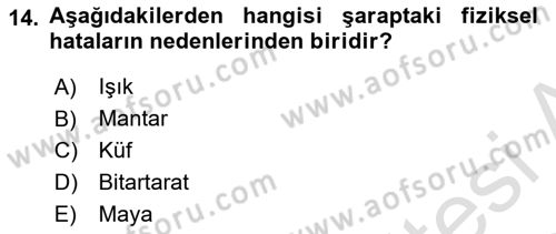 İçecek Bilgisi Dersi 2023 - 2024 Yılı Yaz Okulu Sınav Soruları 14. Soru