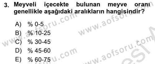İçecek Bilgisi Dersi 2023 - 2024 Yılı Yaz Okulu Sınav Soruları 3. Soru