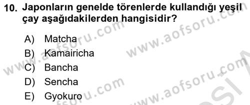 İçecek Bilgisi Dersi 2024 - 2025 Yılı (Vize) Ara Sınav Soruları 10. Soru