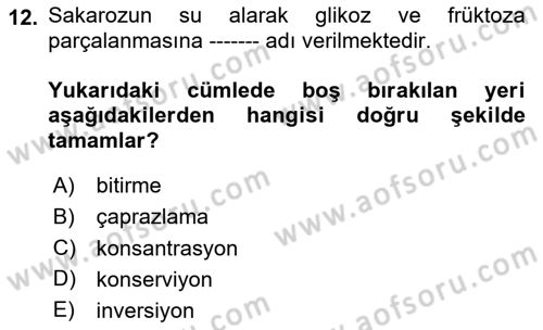 İçecek Bilgisi Dersi 2024 - 2025 Yılı (Vize) Ara Sınav Soruları 12. Soru