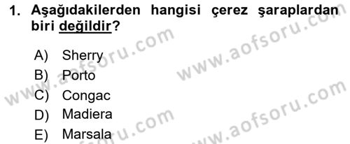 İçecek Bilgisi Dersi 2024 - 2025 Yılı (Final) Dönem Sonu Sınav Soruları 1. Soru